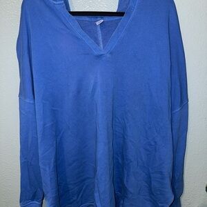Old Navy Hooded Blue V-Neck Pullover Sweatshirt